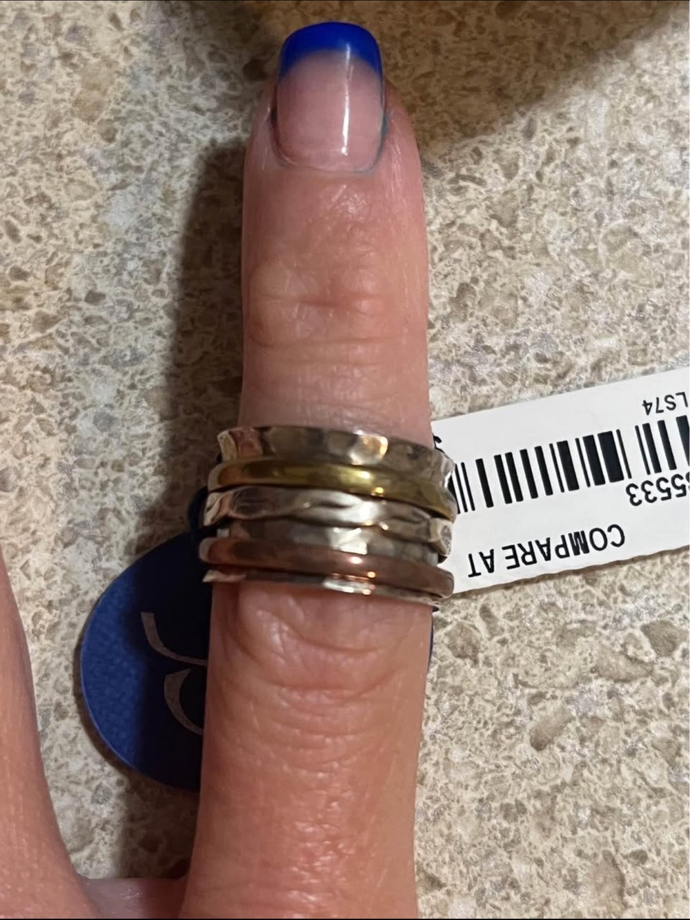Mixed Metal Stacked Ring - Silver, Gold, Rose Gold
